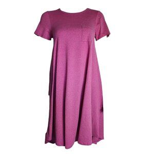 Lularoe Dress Womens Size XXS Solid All Pink Short Sleeve Pullover Carly NWT